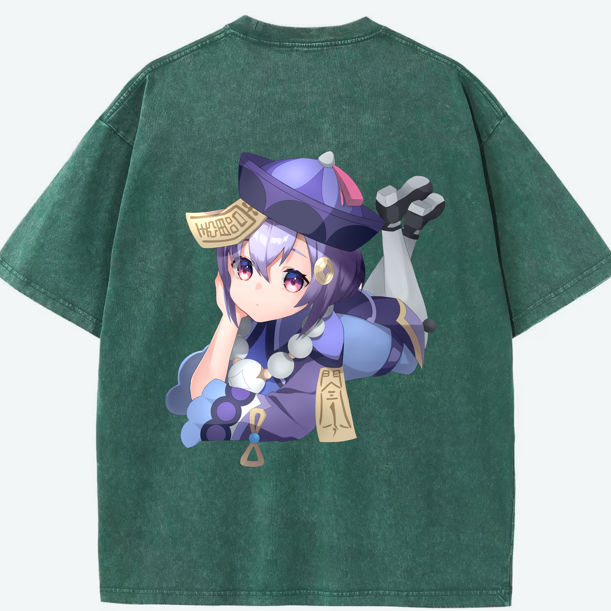 げんし神 七七 なな  genshin Nana 綿100% ヴィンテージ風 半袖Tシャツ（背面プリント）